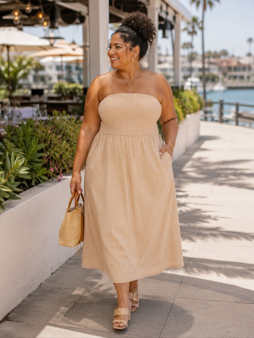 Universal Thread NWT Tan Strapless Midi Dress Size 1X